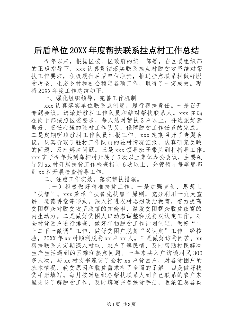 2024年后盾单位年度帮扶联系挂点村工作总结_第1页