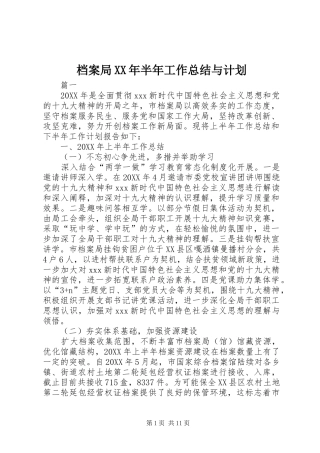 2024年档案局半年工作总结与计划