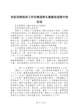 2024年切实发挥组织工作在推进桥头堡建设进程中的作用