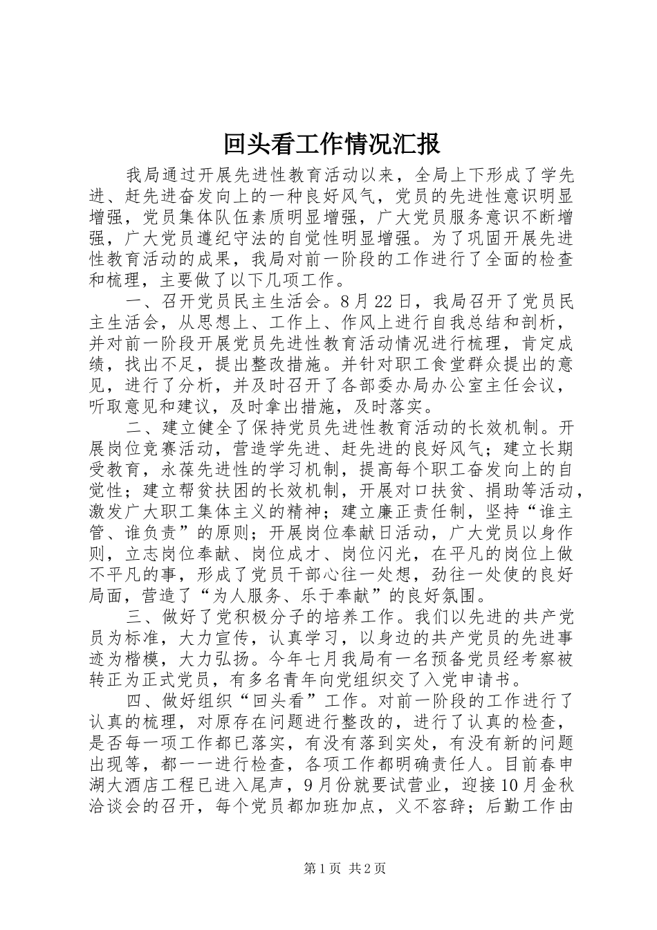 2024年回头看工作情况汇报_第1页