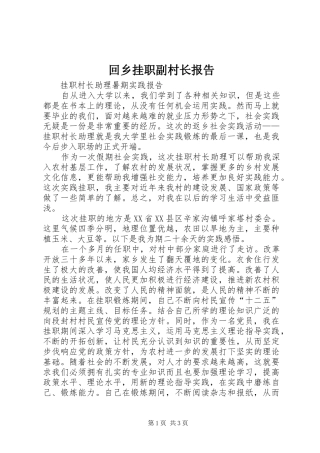 2024年回乡挂职副村长报告
