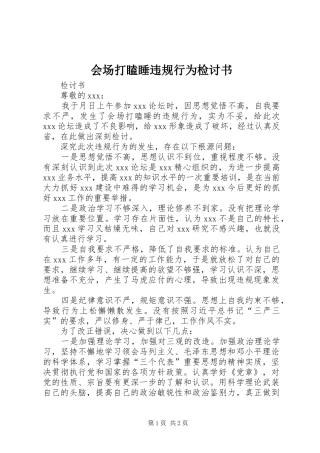 2024年会场打瞌睡违规行为检讨书