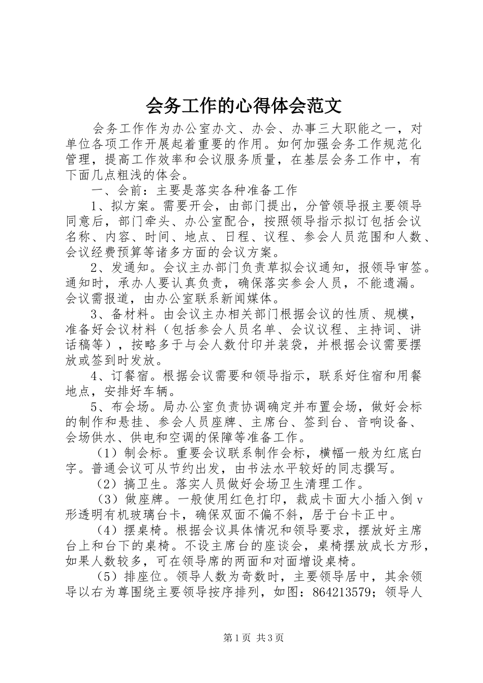 2024年会务工作的心得体会范文_第1页