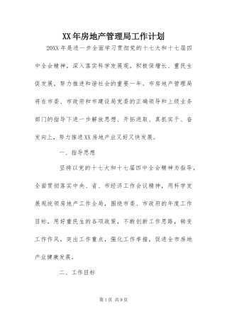 2024年房地产管理局工作计划