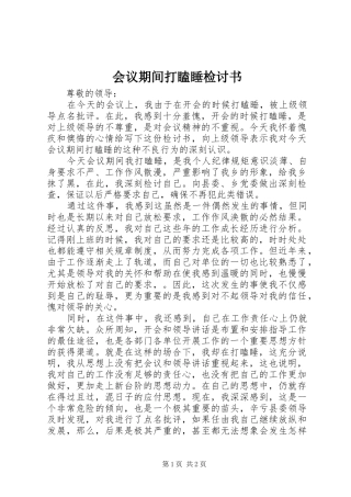 2024年会议期间打瞌睡检讨书