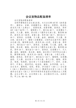 2024年会议室物品配备清单