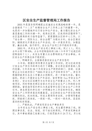 2024年区安全生产监督管理局工作报告