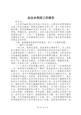 2024年会议水利局工作报告