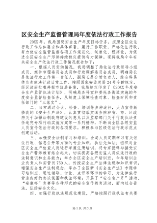2024年区安全生产监督管理局年度依法行政工作报告