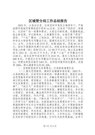 2024年区城管分局工作总结报告