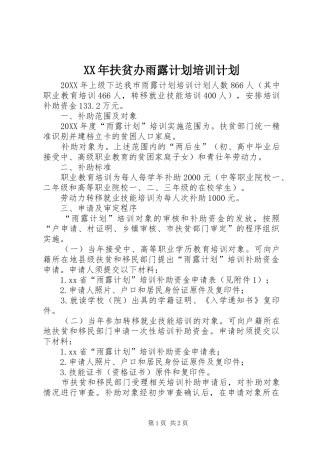 2024年扶贫办雨露计划培训计划