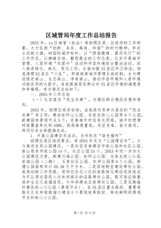 2024年区城管局年度工作总结报告