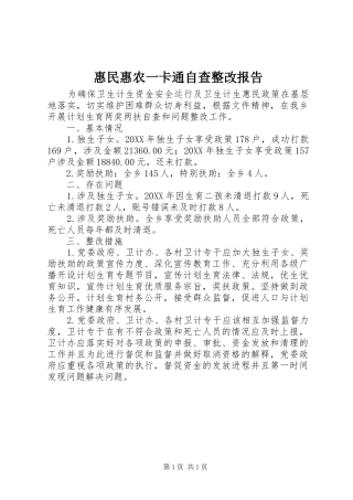 2024年惠民惠农一卡通自查整改报告
