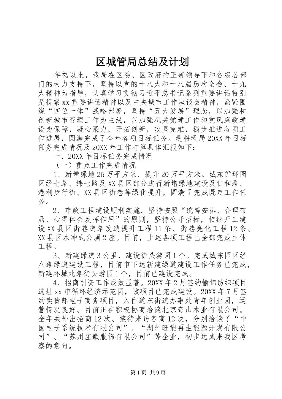 2024年区城管局总结及计划_第1页