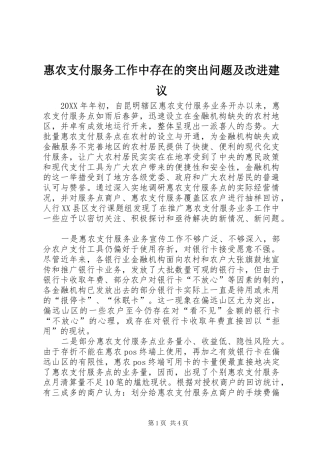 2024年惠农支付服务工作中存在的突出问题及改进建议