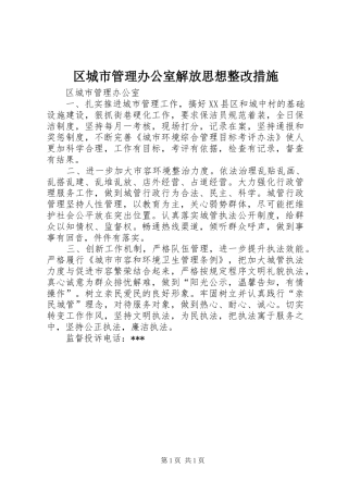 2024年区城市管理办公室解放思想整改措施