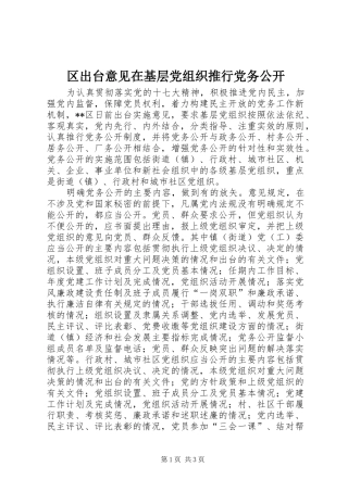 2024年区出台意见在基层党组织推行党务公开