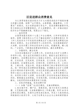 2024年区促进群众消费意见