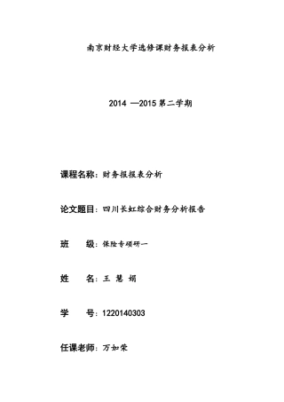四川长虹财务分析