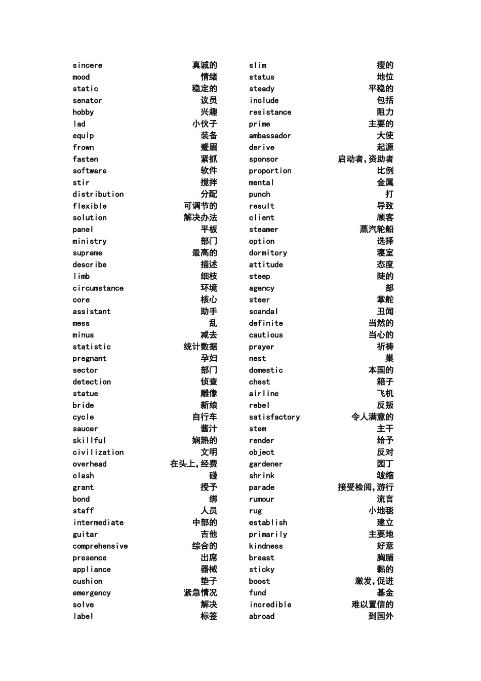四级词汇表(乱序版)_第1页