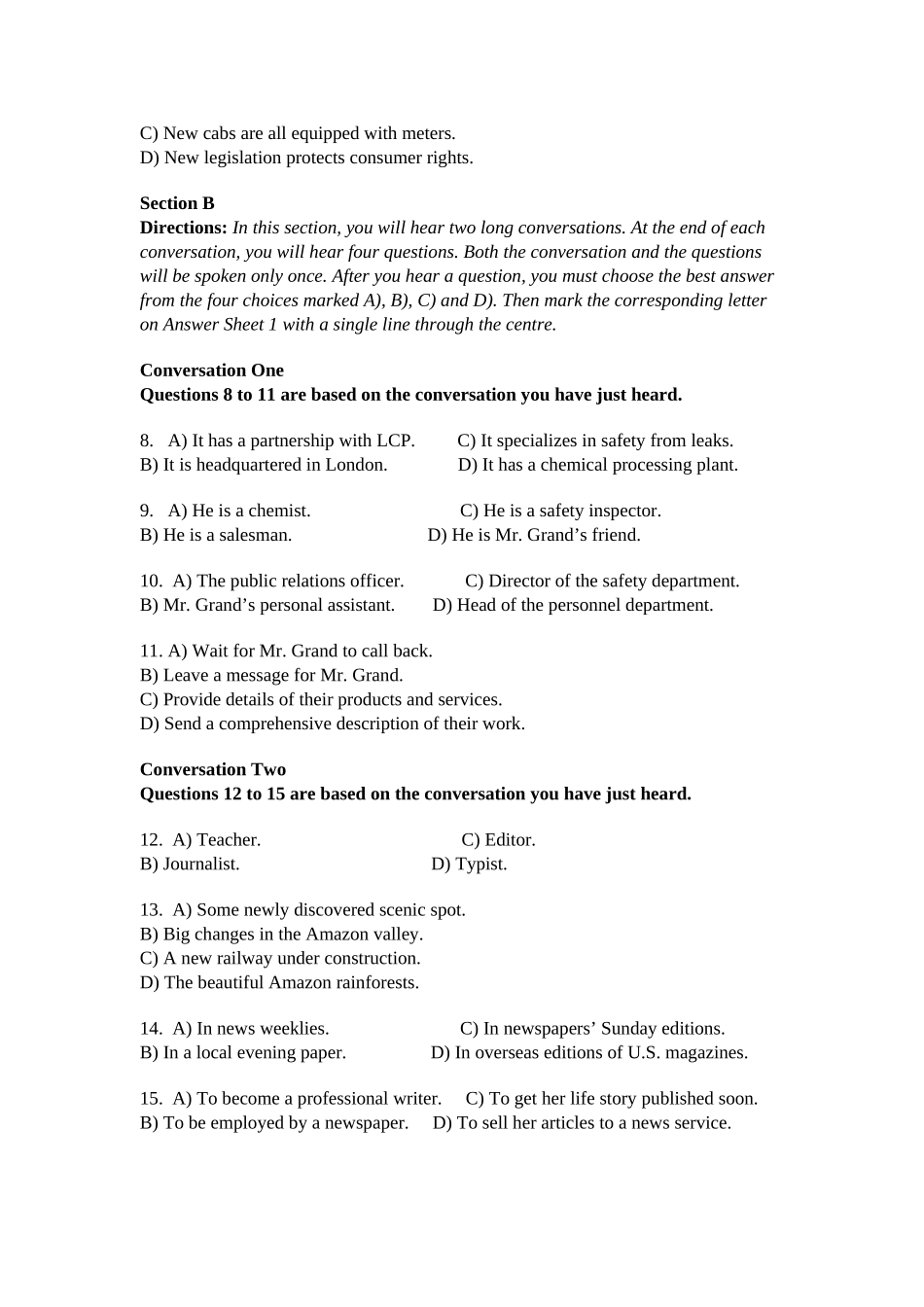 四级考试听力样题2016年新题型_第2页