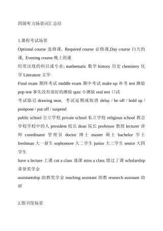 四级听力场景词汇总结