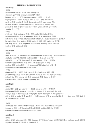 四级听力对话必背词汇及短语