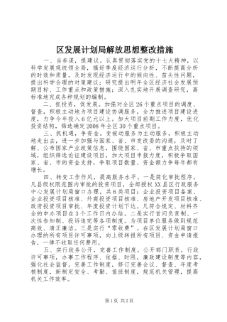 2024年区发展计划局解放思想整改措施