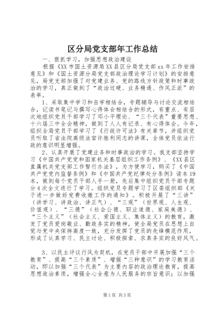 2024年区分局党支部年工作总结