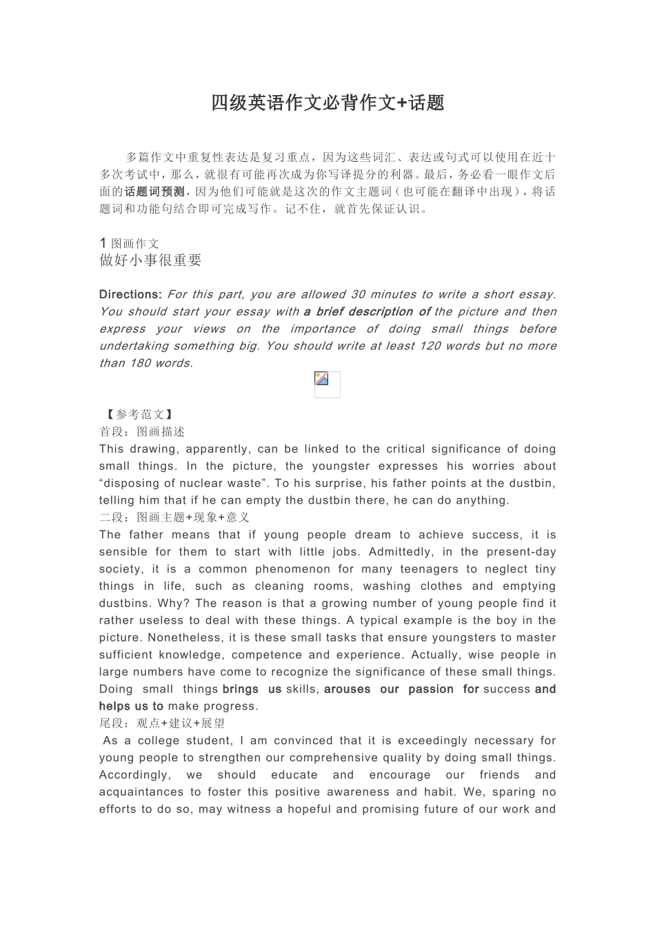 四级英语作文必背作文+话题_第1页