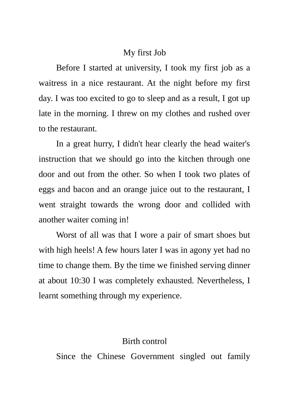 四级英语作文范文选_第2页