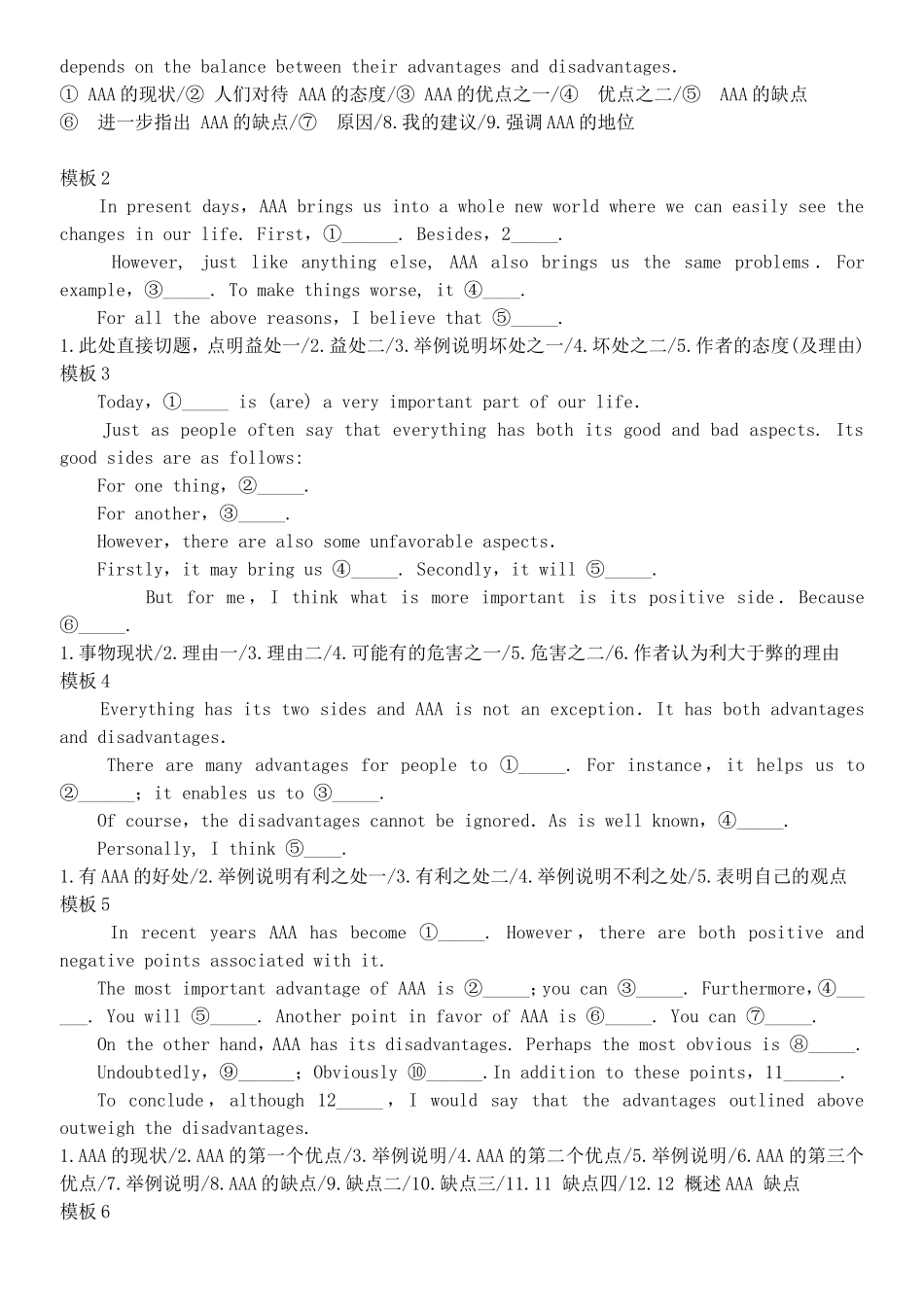 四级英语作文填空式模板_第3页