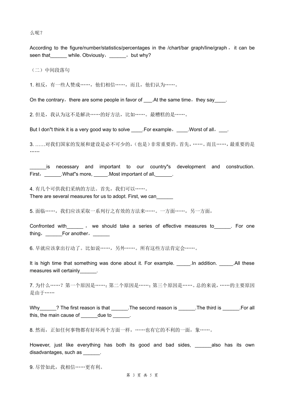 四级英语作文万能句子精选_第3页