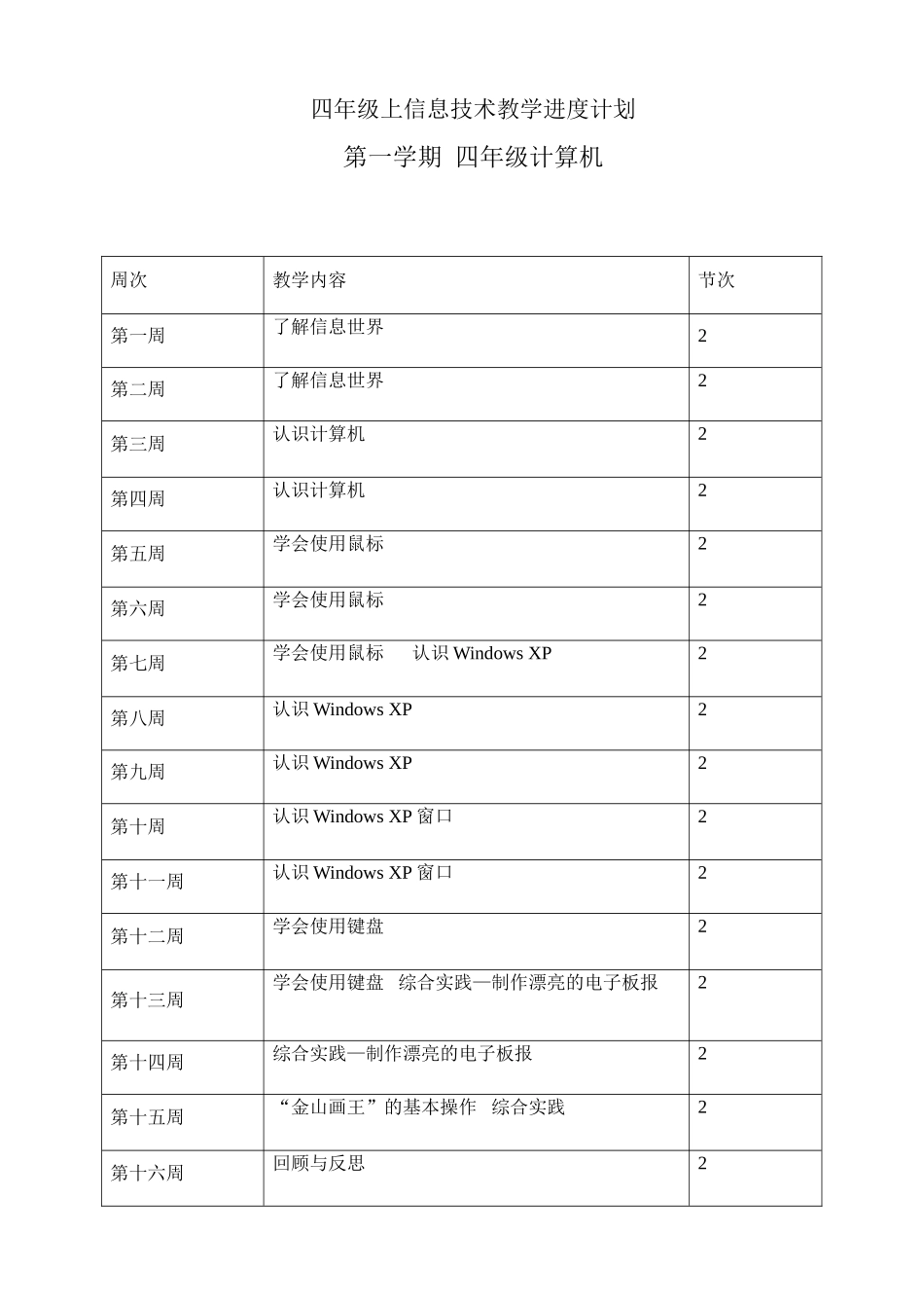 四年级上册信息技术教案完整通过版_第1页