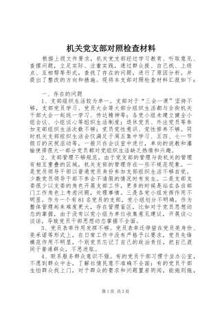 2024年机关党支部对照检查材料