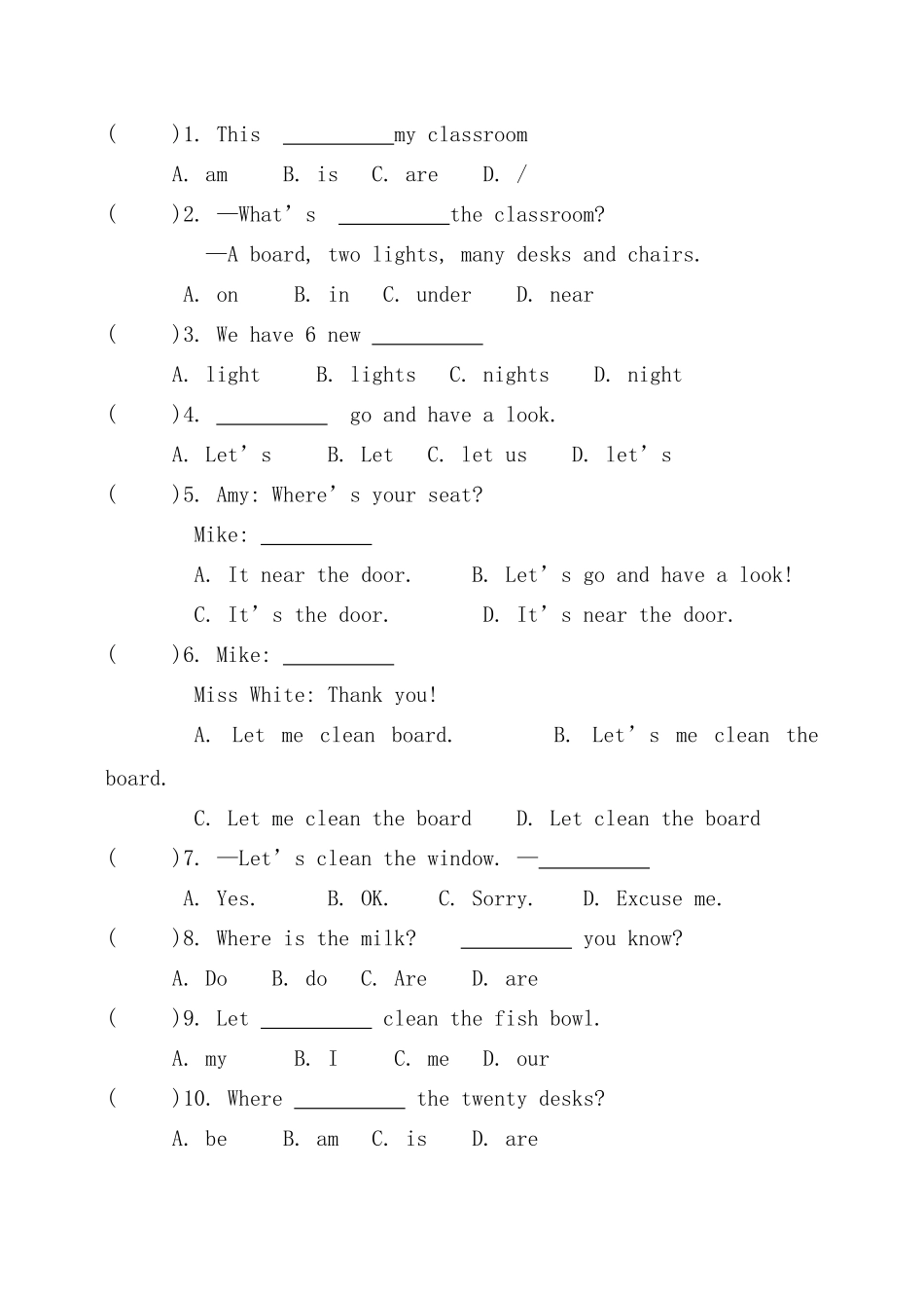 四年级上册英语试题和答案(同名9201)_第2页