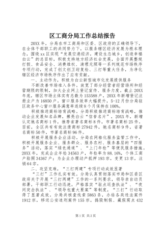 2024年区工商分局工作总结报告