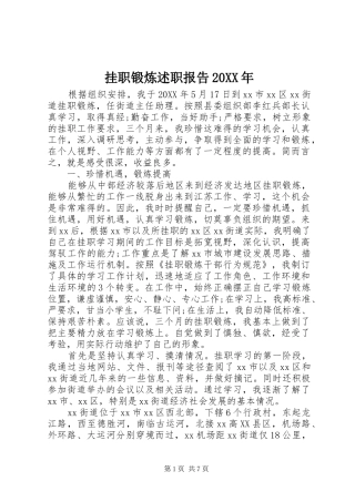 2024年挂职锻炼述职报告