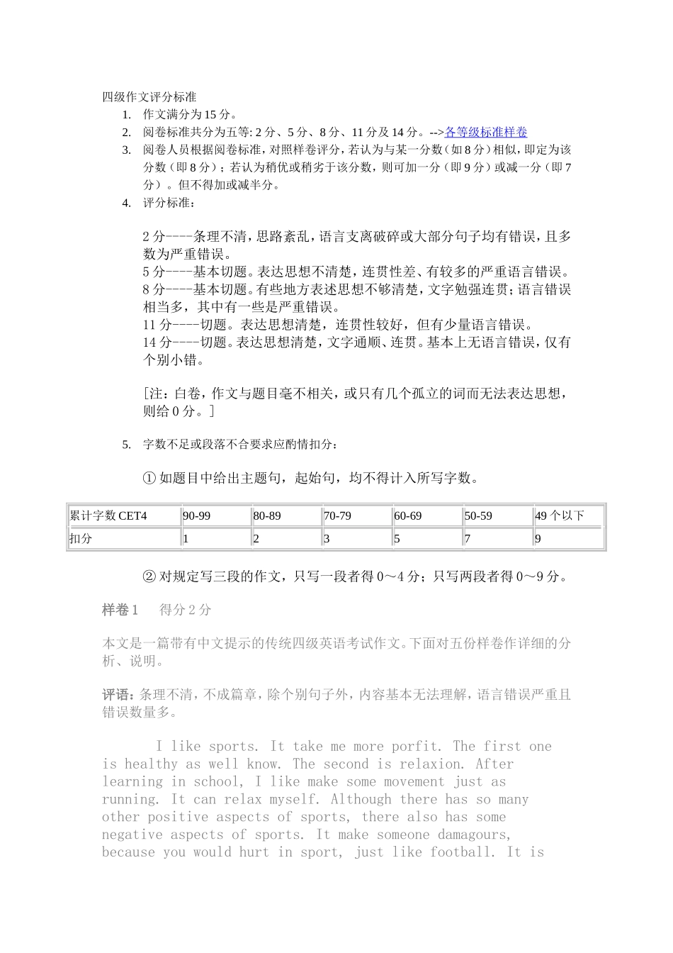 四级作文评分标准_第1页