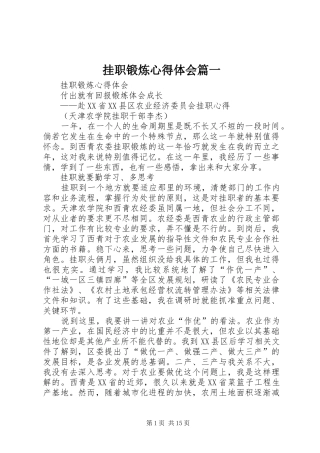 2024年挂职锻炼心得体会