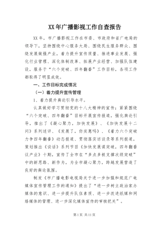 2024年广播影视工作自查报告