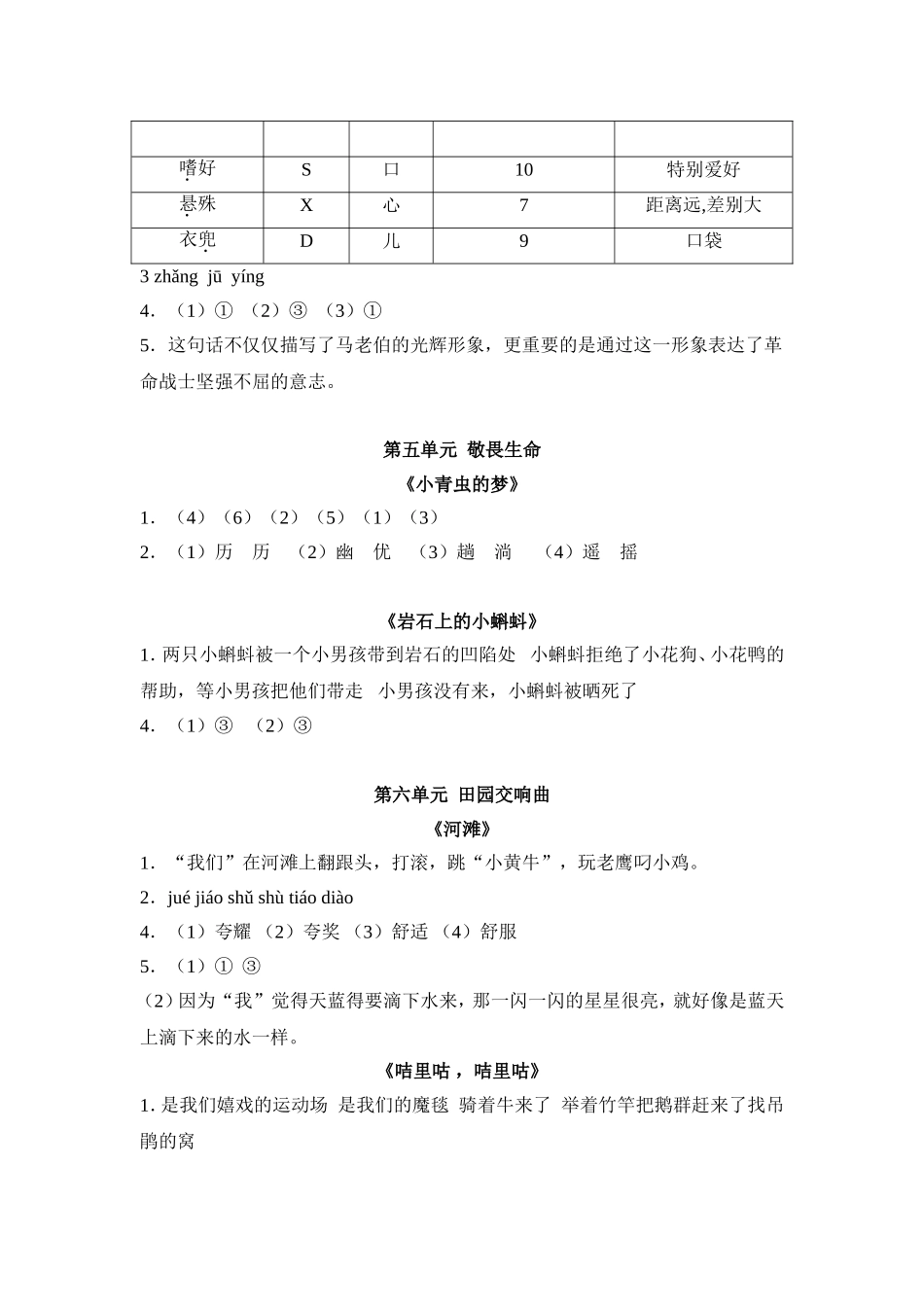 四年级下册《阅读快车》参考答案_第3页