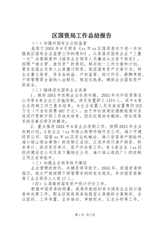 2024年区国资局工作总结报告