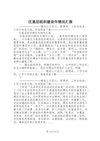 2024年区基层组织建设年情况汇报