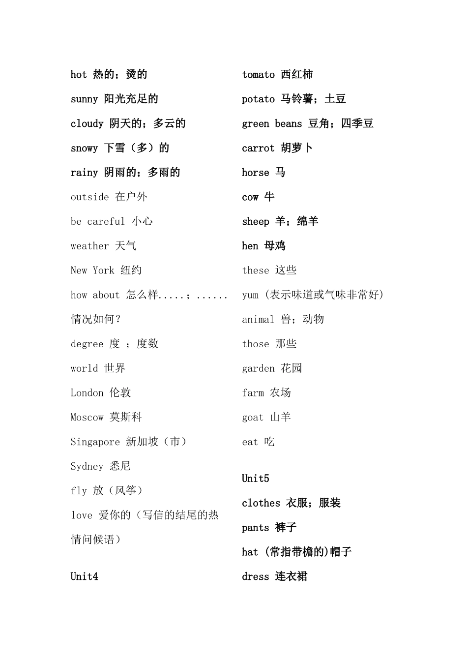 四年级英语下册单词句子汇总_第2页