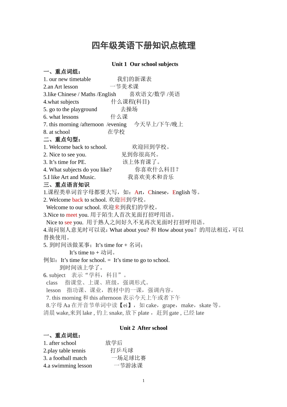 四年级英语下册知识点梳理_第1页