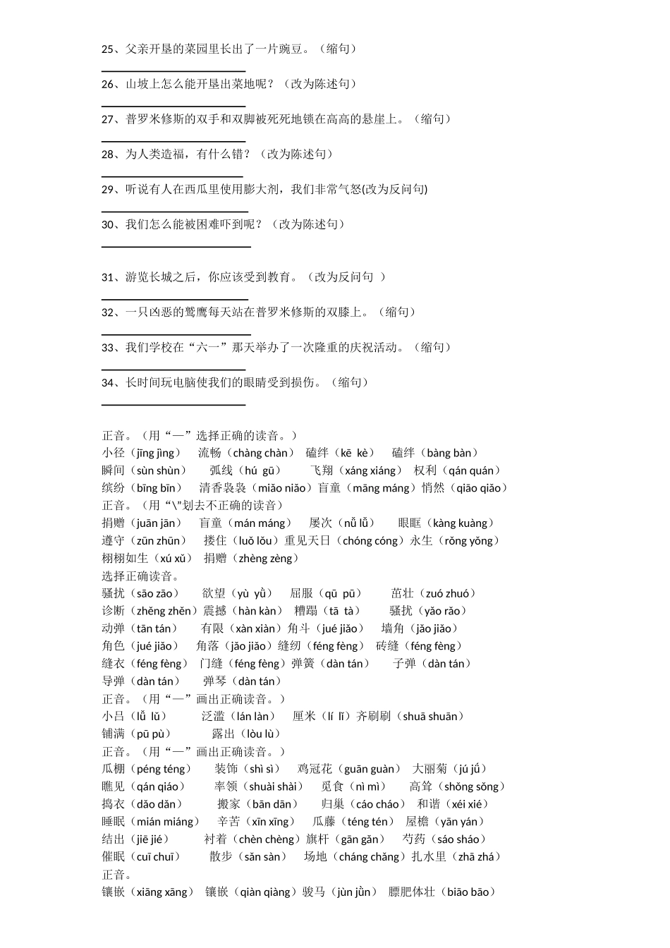 四年级语文按要求改写句子_第2页