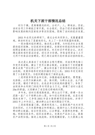 2024年机关下派干部情况总结