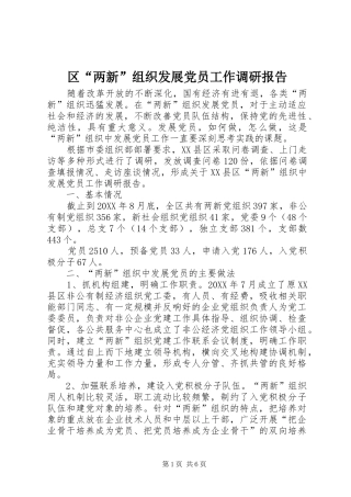2024年区两新组织发展党员工作调研报告