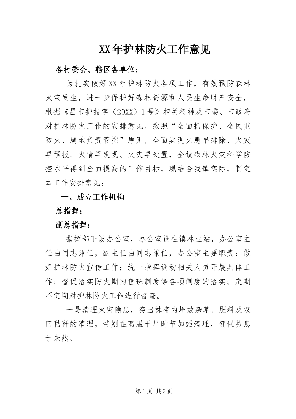 2024年护林防火工作意见_第1页